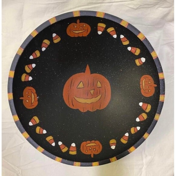 Trick or Treat Bowl Painted Halloween Decor Pumpkin Candy Corn - Picture 1 of 3